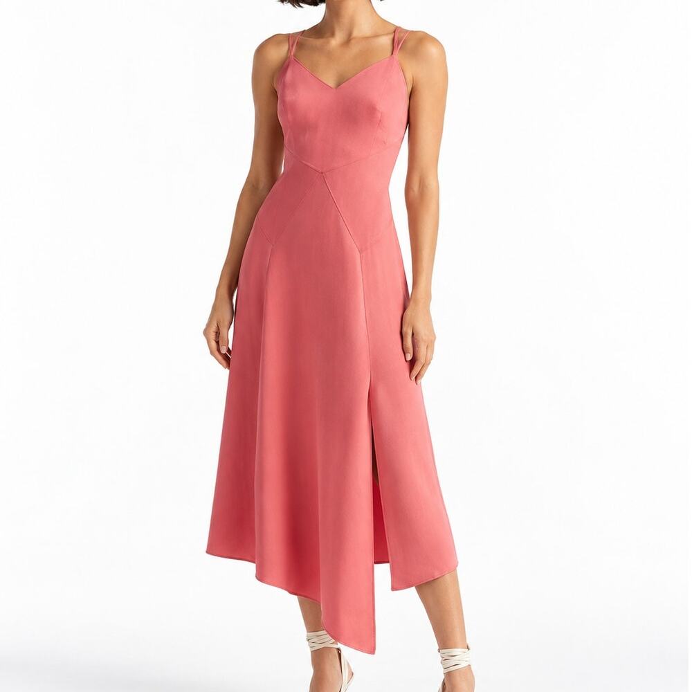 Ted Baker NWT Odinne Dusky Pink Paneled Asymmetric Midi Slip Dress Ted Size 4